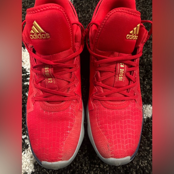 Men’s Adidas D.O.N issue 2 Spider Man Red Lace Up Sneaker - Picture 4 of 6